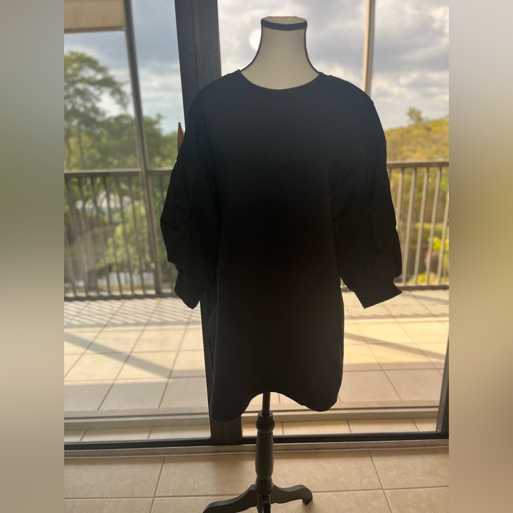 ANTHROPOLOGIE DAILY PRACTICE LONG SLEEVE RELAXED MINI DRESS BLACK SIZE M NWT - Picture 12 of 15